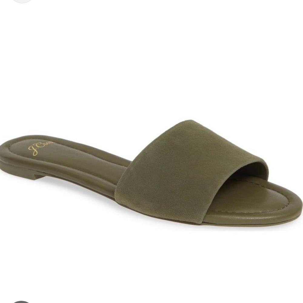 J.Crew suede slides, size 9 in olive